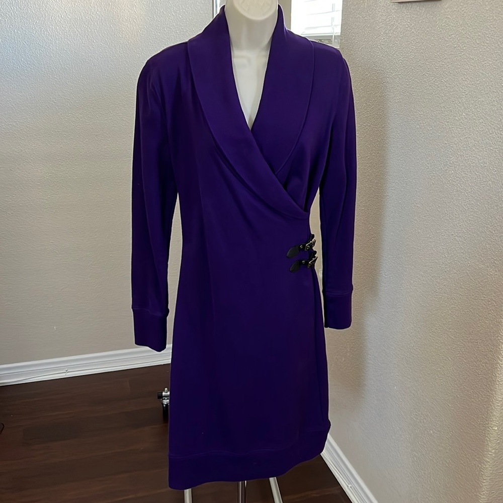 RALPH LAUREN FAUX WRAP SWEATER DRESS